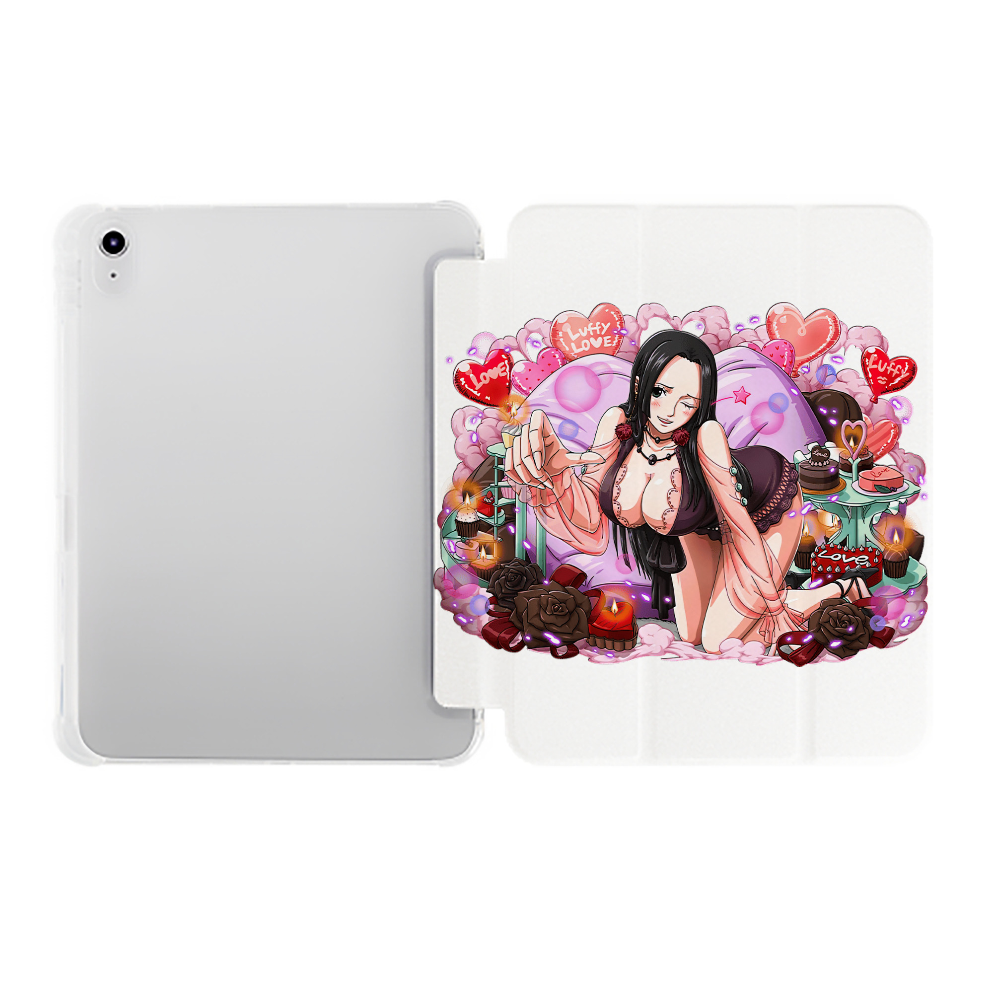 （画像用） ワンピース ボア・ハンコック ONE PIECE Boa·Hancock IPad ケース ペン収納付き 三つ折りスタンド PUレザー×シリコン 対応機種9.5/10.5/10.9インチ